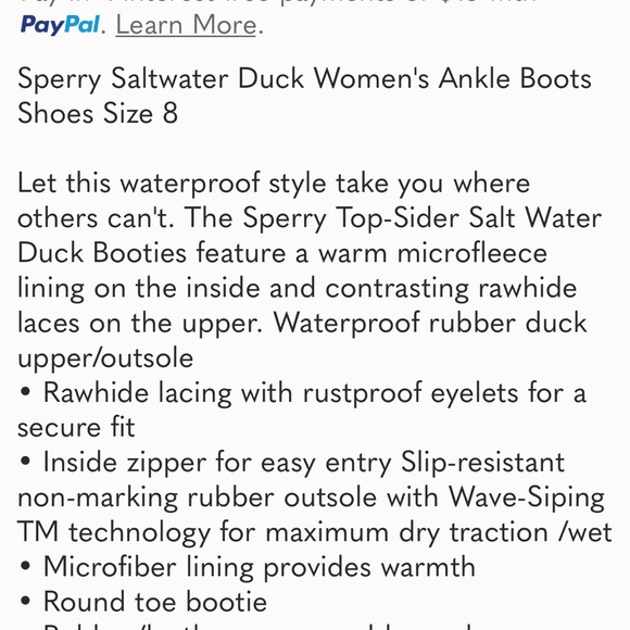 Sperry Syren Gulf Quilted Nylon Pop Angora
Ankle Boots Shoes Size 9 - Picture 14 of 14